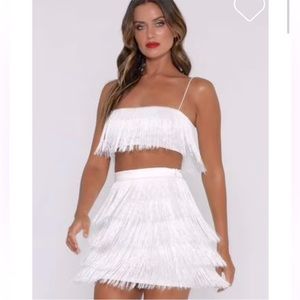 Meshki boutique white fringe set